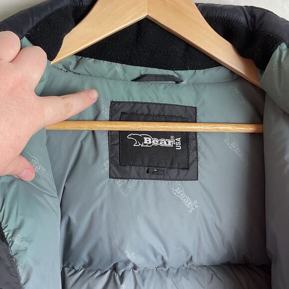 Bear USA Down Feather Full Zip Puffer Jacket Black Large - Picture 12 of 12